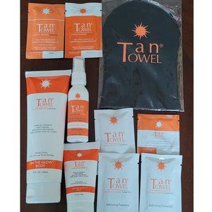 TAN TOWEL BUNDLE! Glow Plus Mist Moisturizer Exfoliating Face & Applicator Mitt!